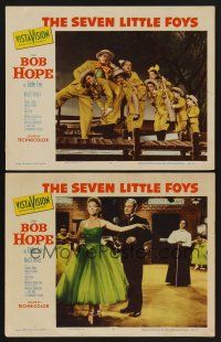 9c826 SEVEN LITTLE FOYS 2 LCs '55 Bob Hope performing on stage with his seven kids in wacky outfits!