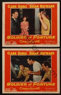 9c835 SOLDIER OF FORTUNE 2 LCs '55 Edward Dmytryk, Clark Gable, sexy Susan Hayward!