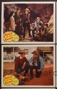 9c514 BANDITS OF THE BADLANDS 5 LCs '45 cowboy Sunset Carson, Peggy Stewart, Si Jenks!