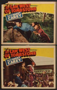 9c595 LAW WEST OF TOMBSTONE 4 LCs '38 Harry Carey with gun + Evelyn Brent!