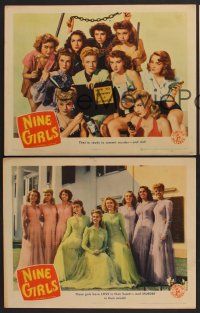 9c689 NINE GIRLS 3 LCs '44 Evelyn Keyes, sorority mystery, they have MURDER on their minds!