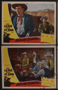 9c610 OUTLAW COUNTRY 4 LCs '48 Lash La Rue as twin brothers, Fuzzy St John watches gamblers!