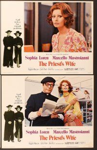 9c289 PRIEST'S WIFE 8 LCs '71 super sexy Sophia Loren, religious Marcello Mastroianni!