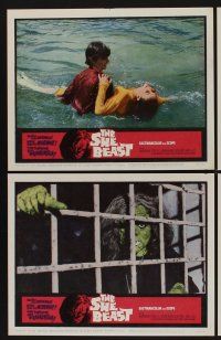 9c323 SHE BEAST 8 LCs '66 Barbara Steele is possessed by an 18th century witch who wants revenge!