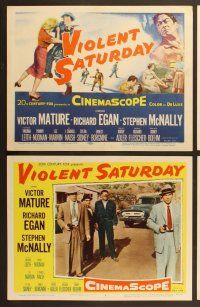 9c393 VIOLENT SATURDAY 8 LCs '55 Victor Mature, Richard Egan, Sylvia Sydney, Ernest Borgnine!