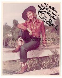 9d113 PENNY EDWARDS signed color 8x10 REPRO still '70s full-length smiling portrait as a cowgirl!