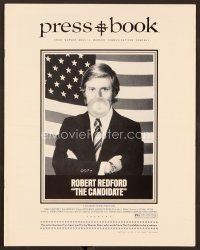 9d310 CANDIDATE pressbook '72 great image of candidate Robert Redford blowing a bubble!