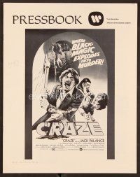 9d320 CRAZE pressbook '73 crazy Jack Palance w/axe, Trevor Howard, Diana Dors, black magic!