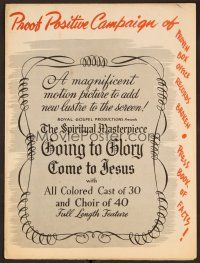 9d343 GOING TO GLORY COME TO JESUS pressbook '46 an all-black spiritual masterpiece!