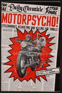 9d275 MOTORPSYCHO pressbook '65 Russ Meyer motorcycle classic, assaulting & killing for thrills!