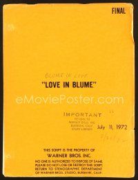 9d233 BLUME IN LOVE final revised draft script July 11, 1972, screenplay by Paul Mazursky!