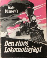9d190 GREAT LOCOMOTIVE CHASE Danish program '56 Disney, cool train artwork + different images!