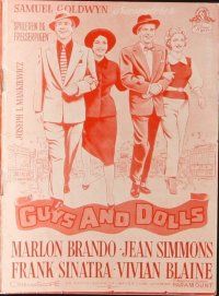 9d192 GUYS & DOLLS Danish program '59 Marlon Brando, Jean Simmons, Sinatra & Blaine, different!
