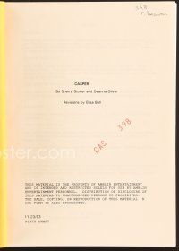 9d236 CASPER ninth draft script November 23, 1993, screenplay by Sherri Stoner & Deanna Oliver!