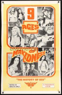 9e028 9 AGES OF NAKEDNESS 1sh '70 George Marks directs & stars, Max Bacon, Sue Bond, sexy images!