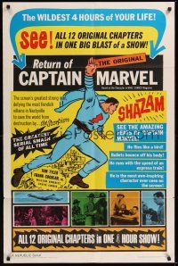 9e040 ADVENTURES OF CAPTAIN MARVEL 1sh R66 Tom Tyler serial, Return of Captain Marvel!