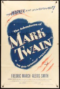 9e041 ADVENTURES OF MARK TWAIN 1sh '44 Fredric March as Twain, the gol-darndest American!
