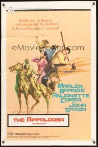 9e079 APPALOOSA 1sh '66 Marlon Brando rode the lustful & lawless to live on the edge of violence!