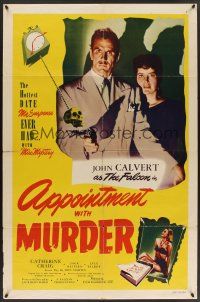 9e080 APPOINTMENT WITH MURDER 1sh '48 Calvert as The Falcon makes a date w/the thrill of his life!