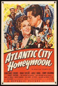 9e090 ATLANTIC CITY 1sh R50 sexy art of Constance Moore & Brad Taylor on honemoon in New Jersey!