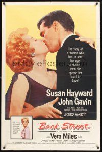 9e105 BACK STREET 1sh '61 Susan Hayward & John Gavin romantic close up, Vera Miles!