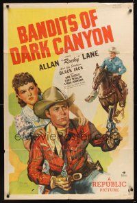 9e116 BANDITS OF DARK CANYON 1sh '48 cowboy Allan Rocky Lane, Black Jack & Linda Johnson!