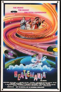 9e131 BEATLEMANIA 1sh '81 great psychedelic artwork of The Beatles impersonators by Kim Passey!