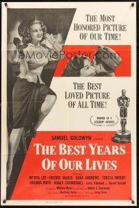 9e143 BEST YEARS OF OUR LIVES style A 1sh R54 directed by William Wyler, sexy Virginia Mayo!
