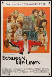 9e146 BETWEEN THE LINES 1sh '77 Richard Amsel artwork, John Heard, fun, adventure & romance!