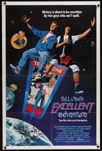 9e158 BILL & TED'S EXCELLENT ADVENTURE 1sh '89 Keanu Reeves, Socrates, Napoleon & Lincoln in booth!