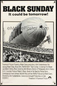 9e170 BLACK SUNDAY 1sh '77 Frankenheimer, Goodyear Blimp zeppelin disaster at the Super Bowl!