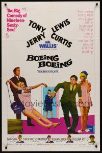 9e191 BOEING BOEING 1sh '65 Tony Curtis & Jerry Lewis in the big comedy of nineteen sexty-sex!