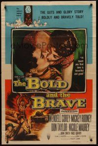 9e193 BOLD & THE BRAVE 1sh '56 the guts & glory story boldly and bravely told, love is beautiful!