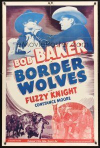 9e198 BORDER WOLVES 1sh R48 singing cowboy Bob Baker, Constance Moore, Fuzzy Knight!