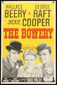 9e199 BOWERY 1sh R46 George Raft, Jackie Cooper, Wallace Beery!