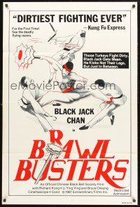 9e205 BRAWL BUSTERS 1sh '80s martial arts kung fu, those turkeys fight dirty!