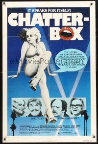 9e256 CHATTERBOX 1sh '77 sex movie about a woman who has a hilarious way of expressing herself!