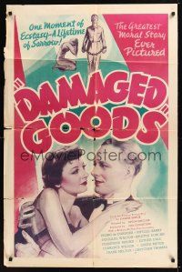 9e299 DAMAGED GOODS 1sh '37 every mom, dad, son & daughter should know about V.D.!
