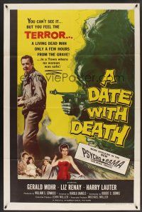 9e306 DATE WITH DEATH 1sh '59 you can't see it, but you can feel TERROR in shocking PsychoRama!