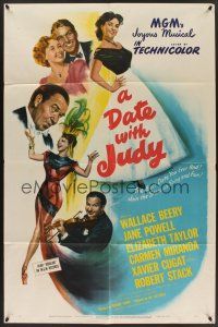 9e307 DATE WITH JUDY 1sh '48 Wallace Beery, full-length young Elizabeth Taylor, Jane Powell