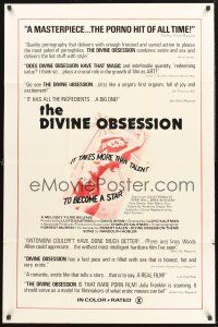 9e334 DIVINE OBSESSION 1sh '76 Lloyd Kaufman, it take more than talent to become a star!