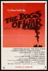 9e336 DOGS OF WAR advance 1sh '81 Christopher Walken, cool title art made from smoke!