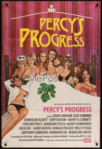 9e703 PERCY'S PROGRESS English 1sh '74 Elke Sommer, art of Leigh Lawson in bed w/sexy women!