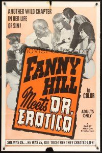 9e385 FANNY HILL MEETS DR EROTICO 1sh '67 Barry Mahon directed, sexy Sue Evans in title role!