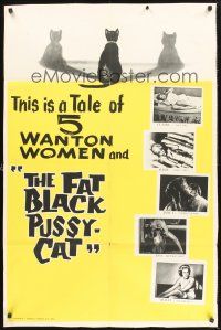 9e389 FAT BLACK PUSSY CAT 1sh '64 Frank Jamus & Janet Damon in a tale of 5 Wanton Women!