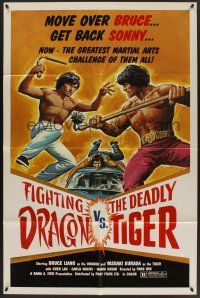 9e396 FIGHTING DRAGON VS. THE DEADLY TIGER 1sh '82 Bruce Liang, Yasuaki Kurada, kung-fu action!
