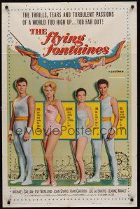 9e411 FLYING FONTAINES 1sh '59 Michael Callan, full-length image of the circus trapeze family!