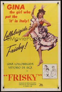9e424 FRISKY 1sh '56 Vittorio de Sica & sexy frisky Gina Lollobrigida put the 'it' in Italy!