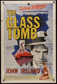 9e447 GLASS TOMB 1sh '55 Honor Blackman is an animal on the jagged edge of violence!