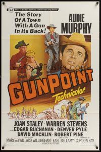 9e466 GUNPOINT 1sh '66 Audie Murphy in the story of a town with a gun in its back!
